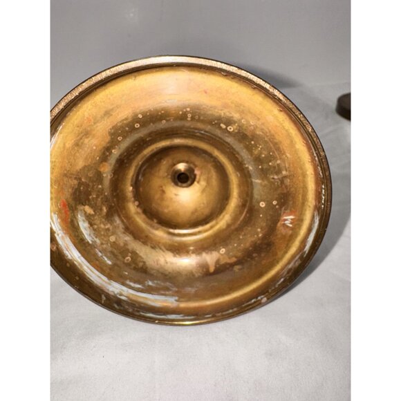 10.5' heavy Antique Brass Candlestick Holders Set Of Two Vintage Decor - Picture 5 of 8